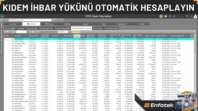 KIDEM İHBAR YÜKÜNÜ OTOMATİK HESAPLAYIN